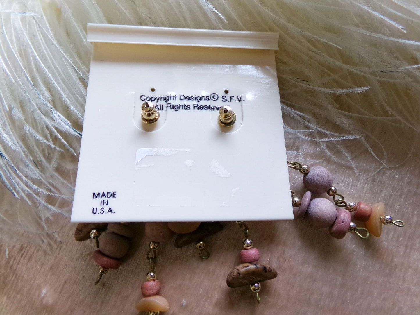 Boho Vintage Silver Forest Wood Dangle Earrings, Pierced Post Back