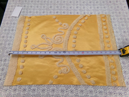 Shabby Gold Satin Vintage Chenille Tufted Fabric Swag Scroll 23x16"
