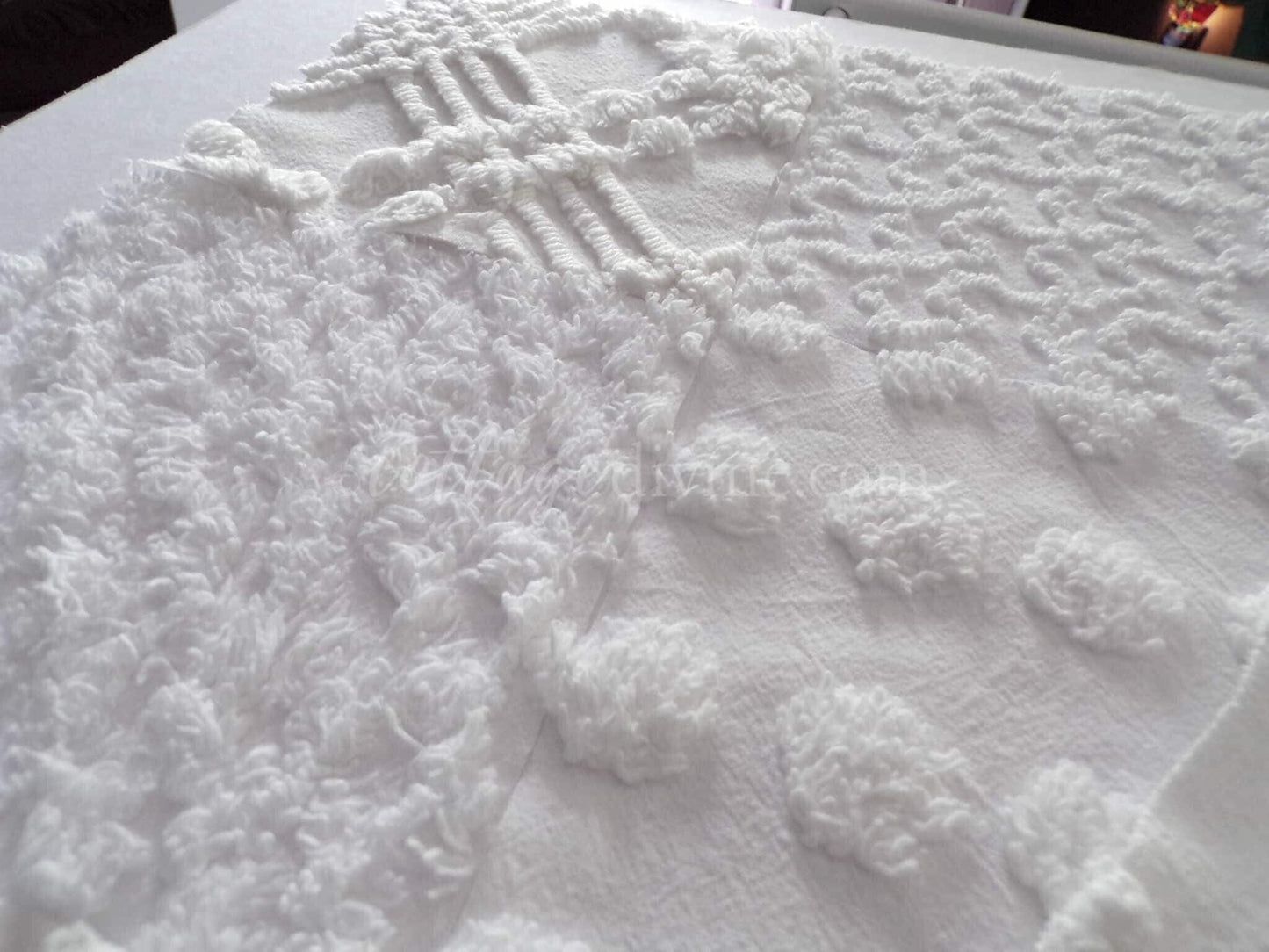 Chenille Quilt Squares Set, "Timeless White," from Vintage Bedspread Fabric, 16 Blocks, 6" inch