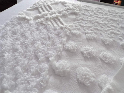 Chenille Quilt Squares Set, "Timeless White," from Vintage Bedspread Fabric, 16 Blocks, 6" inch