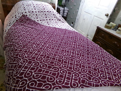 Vintage SuperTuft Chenille Bedspread NOS Rare Celtic Knot Hofmann Textiles USA Paper Tag, Full Size