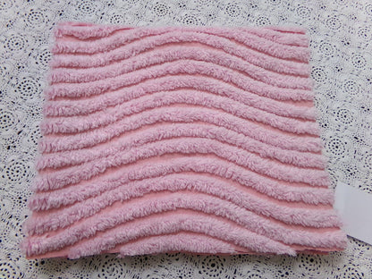 cotton candy pink vintage chenille bedspread fabric ultra plush ripple tufts 19" x 22"
