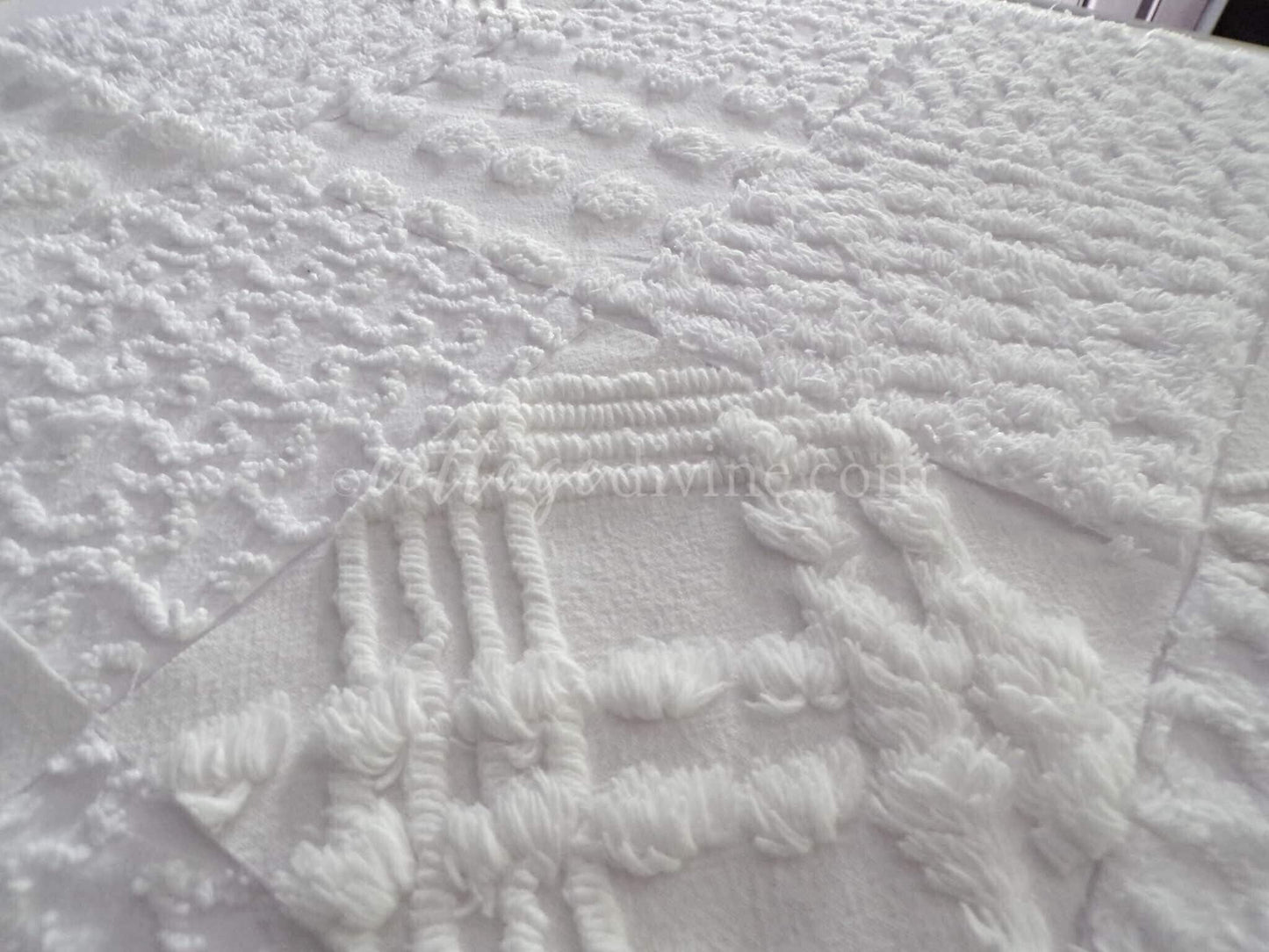 Chenille Quilt Squares Set, "Timeless White," from Vintage Bedspread Fabric, 16 Blocks, 6" inch