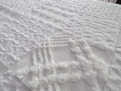 Chenille Quilt Squares Set, "Timeless White," from Vintage Bedspread Fabric, 16 Blocks, 6" inch