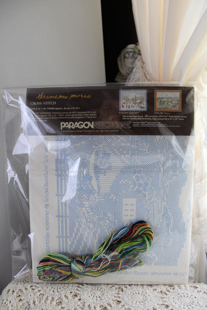 BALLOON Cross Stitch Embroidery Kit Vintage Grandma Moses Design Paragon Needlecraft 0208