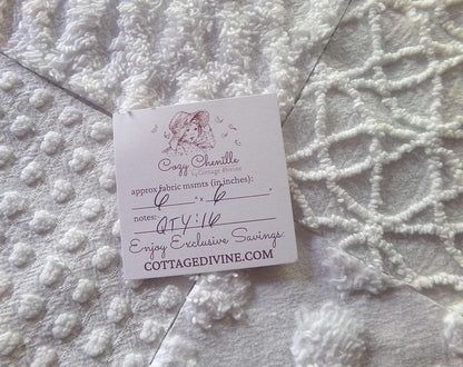 Snow White 6" Chenille Fabric Squares, Set of 16 Quilt Blocks, Classic Dots, Pops, Diamond patterns cut from vintage chenille bedspreads