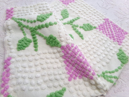 Vintage Chenille Fabric Botanical Leaf Pattern Craft Quilting Sewing Piece 19" x 27"