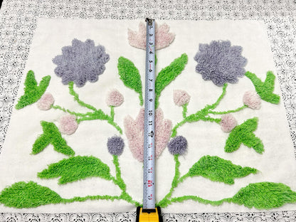 Vintage Spring Floral Chenille Fabric, Plush Flowers & Greenery 18x24"