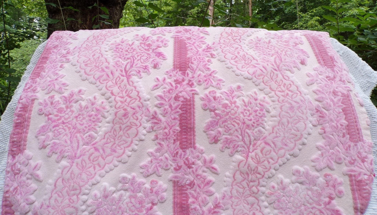 Luxury Pink Vintage Cut Velvet Fabric, Bates Tapestry Chenille, 16x24" Piece