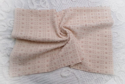 Vintage Chenille Bedspread Fabric, Neutral Fleshtone Lightweight Pop Dot Dash Sparkle 18"x24"