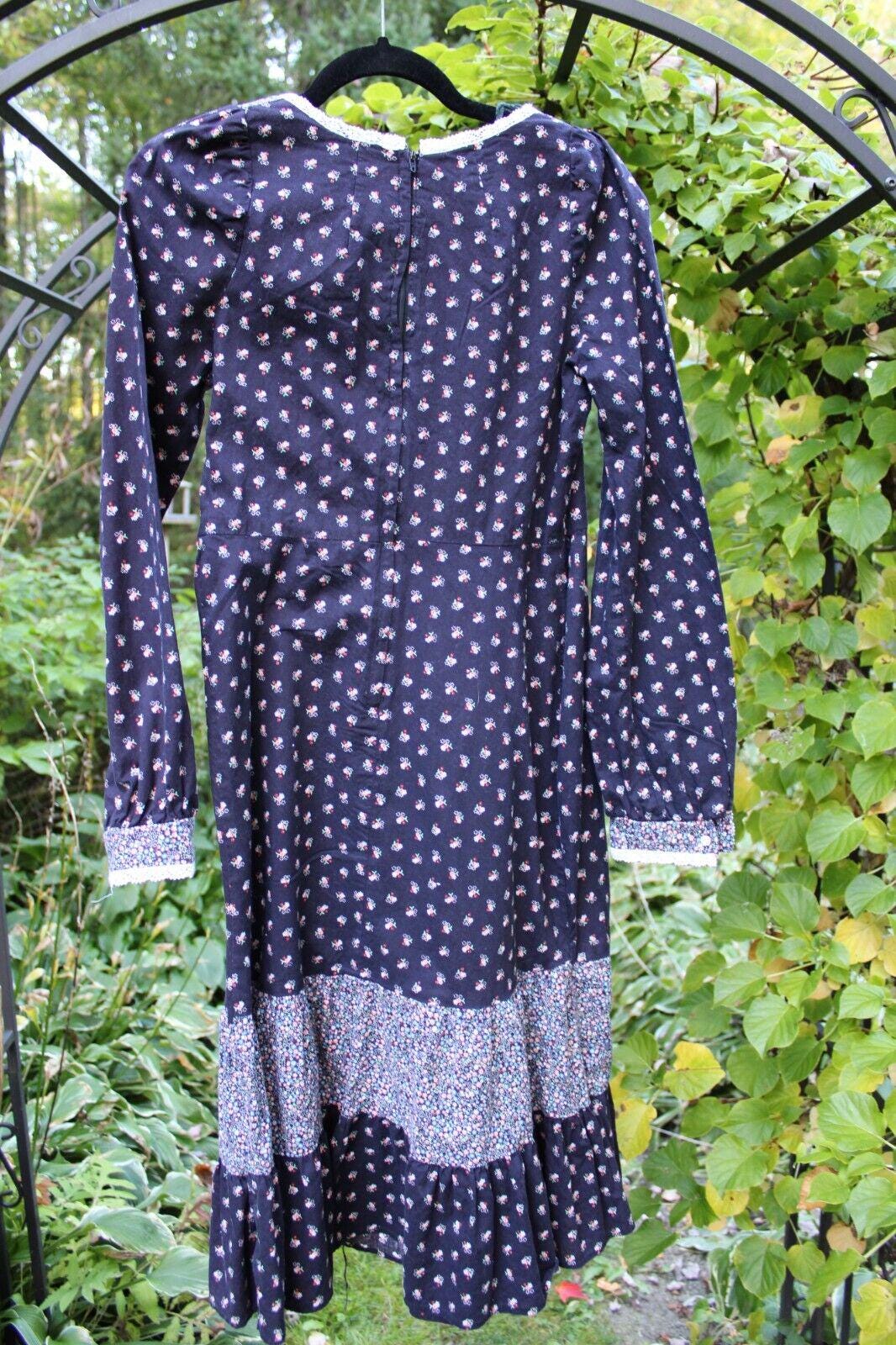 Dark Cottagecore Vtg Clothing Lot: 2 Prairie Dress, 1 Gunne Sax Boho Black Skirt