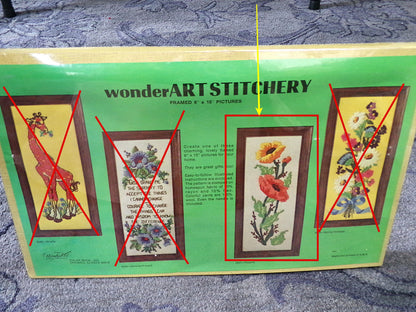 POPPIES Vintage Crewel Kit, WonderArt Embroidery 5025, Boho Hippie 70s Wall Hanging
