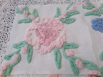 Floral Vintage Chenille Quilt Squares, Flower Medley 6" Fabric Blocks, Set of 17 for Quilting & Crafts