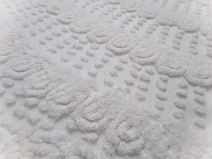 Graceful White Vintage Chenille Bedspread Fabric, Swirl Dot Sewing & Quilt Material, 20" x 27"