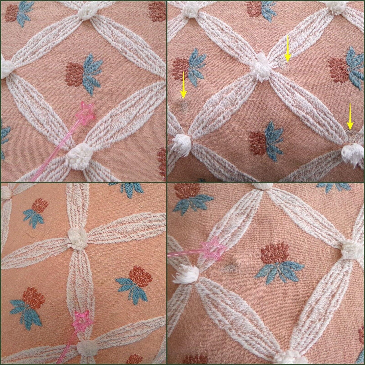 shabby chic style vintage woven & chenille bedspread, coral rose twin coverlet