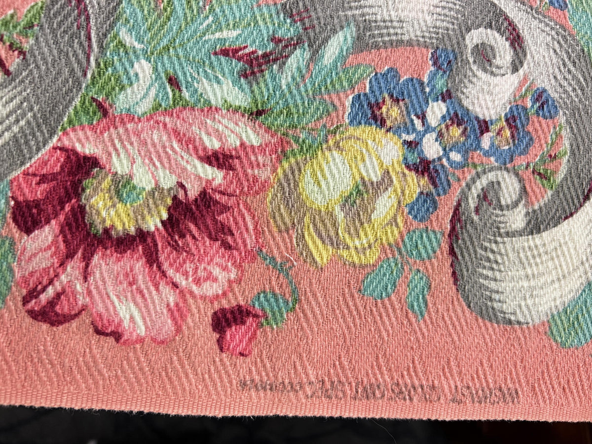 Cabbage Rose Vintage Barkcloth Fabric, Mauve Pink 28x33" Quilt & Craft Panel