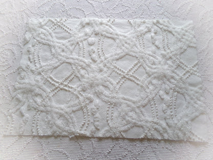 White Infinity Links Vintage Chenille Bedspread Fabric, 12x18" Piece