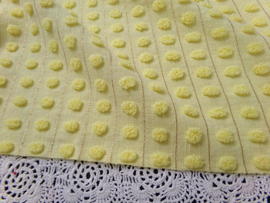 Golden Yellow Pops Vintage Chenille Fabric Textured Popcorn Sewing Material 18" x 24"