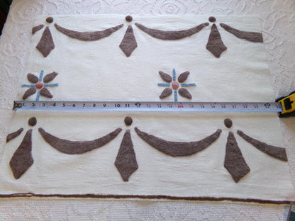 country prim vintage chenille fabric, chocolate swags vintage texturized cotton 18" x 24" cut piece, great for pillows, quilting & crafts