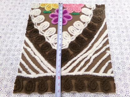 chocolate cake vintage chenille bedspread fabric 16x17.5"