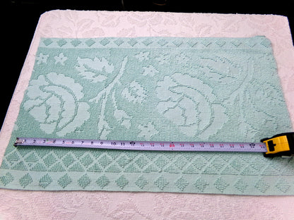 Vintage Hobnail Chenille Fabric Reversible Rose Aqua Ghost Shadow Shabby Mood 17"x27"