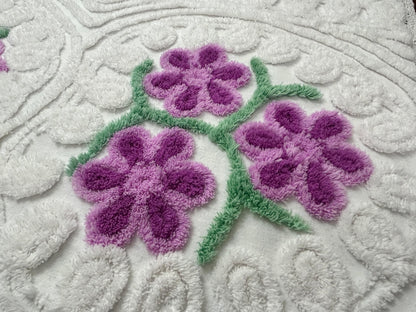 Little Violets Vintage Chenille Bedspread Fabric Sewing Quilt Material 20x30"