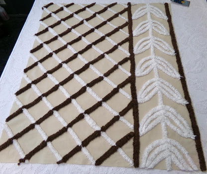 laurel leaf vintage chenille fabric: contrast brown crosshatch cotton sewing material for quilting, crafts, 26" x 22"