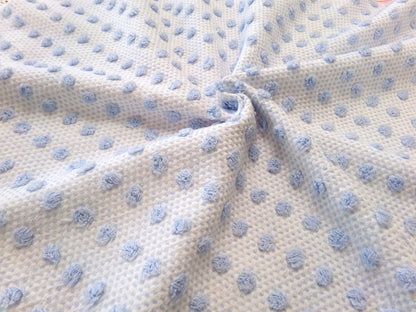 Bubble Pop Blue Woven Vintage Chenille Fabric, 21" x 23" Piece Coastal Beach Quilt Material