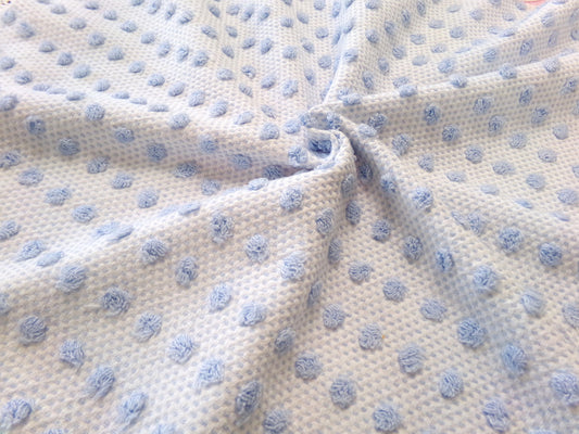 Bubble Pop Blue Woven Vintage Chenille Fabric, 21" x 23" Piece Coastal Beach Quilt Material
