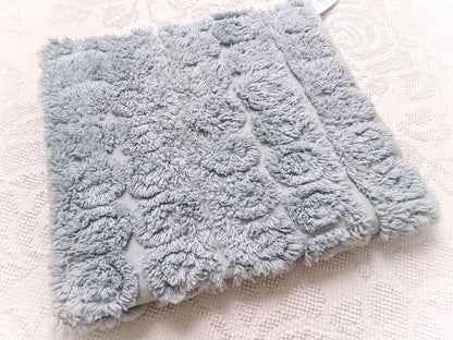 Stardust Blue Vintage Chenille Fabric 22 x 25" Plush Curlicues Quilt Material