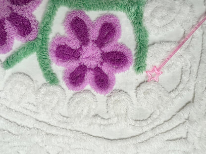 Little Violets Vintage Chenille Bedspread Fabric Sewing Quilt Material 20x30"