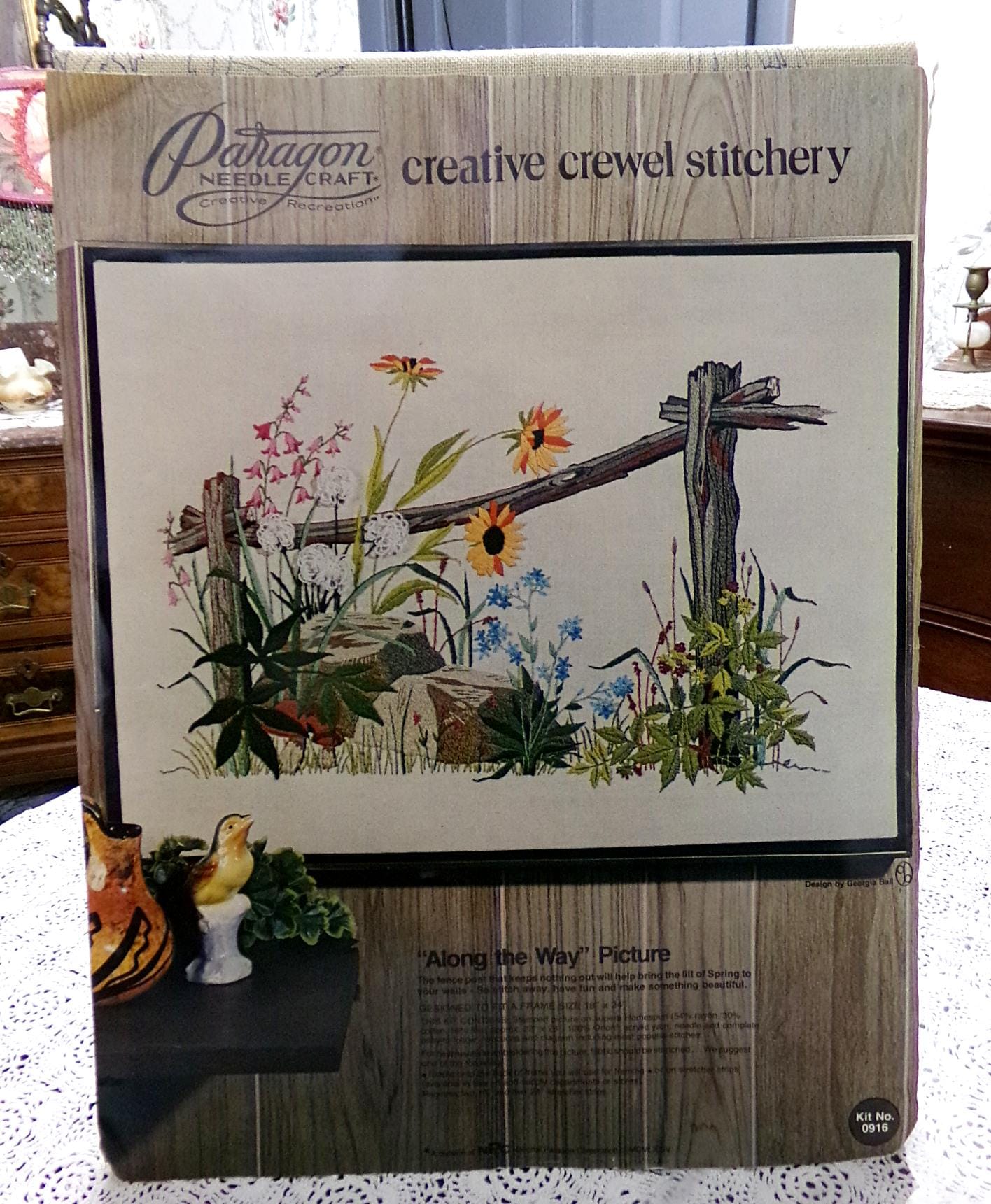 ALONG THE WAY Crewel Embroidery Kit Boho Vintage 0916 Paragon Needlecraft Georgia Ball