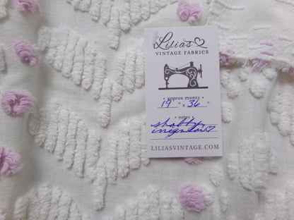 Lone Lilac Vintage Chenille Bedspread Fabric 19x36" Pc Lightweight Quilting Material