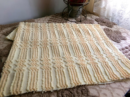 cosmic vintage chenille fabric in fantastic yellow lightning strike pattern, 16" x 27" cut fabric piece w/ needletuft zig zag zaps