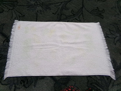 Vintage Frog Towel 1970s Boho Cannon Kitchen Hand Terry Towel 14X24" w/ Fringe
