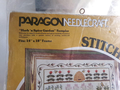HERB 'n SPICE Garden Crewel Embroidery Kit, Paragon 0786 Vintage Stitchery Sampler