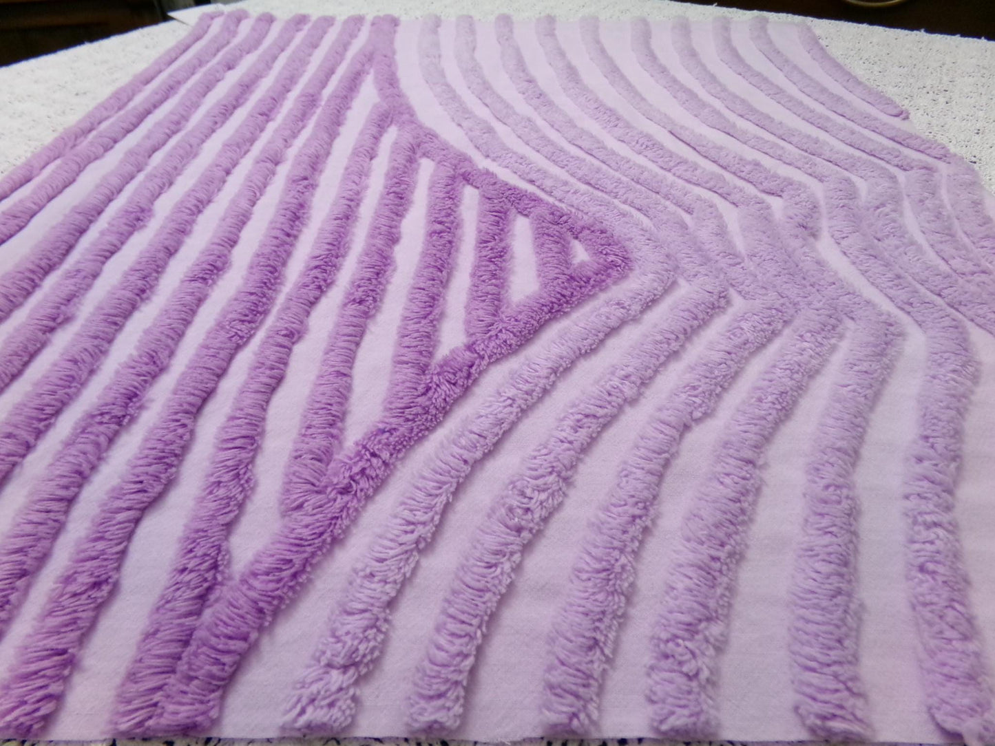 Lavender Vintage Chenille Fabric, Optic Geometric Design, 19x22" Piece
