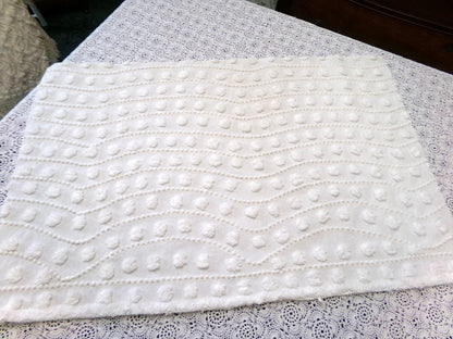 Creamy Pearl Pops Vintage Chenille Bedspread Fabric 17.5x27" Piece Quilt Material