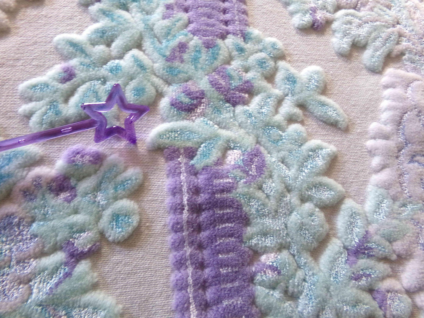 Celestial Shimmer Cut Velvet Fabric, Luxury Bates Vintage Tapestry Chenille Material, 15" x 32" Inch Piece, Lovely in Totes, Bags, Pillows