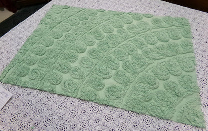 Mint Green Ice Cream Vintage Chenille Fabric 15.5x23" curlicue swirl pattern