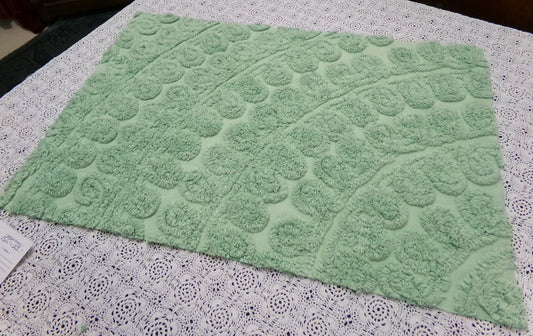 Mint Green Ice Cream Vintage Chenille Fabric 15.5x23" Curlicue Swirl