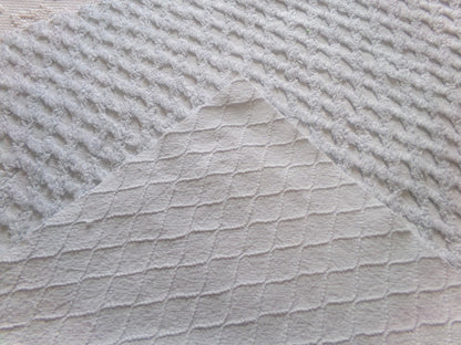 Vintage Cool Blue Chenille Fabric, diamond lattice pattern, sewing craft quilt material, 19" x 24" piece
