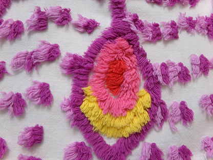 dazzling peacock feathers vintage chenille bedspread fabric 20" x 23"