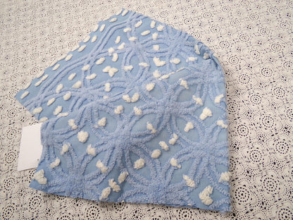 Starry Night Blue Vintage Chenille Fabric Geometric 20" x 24" piece