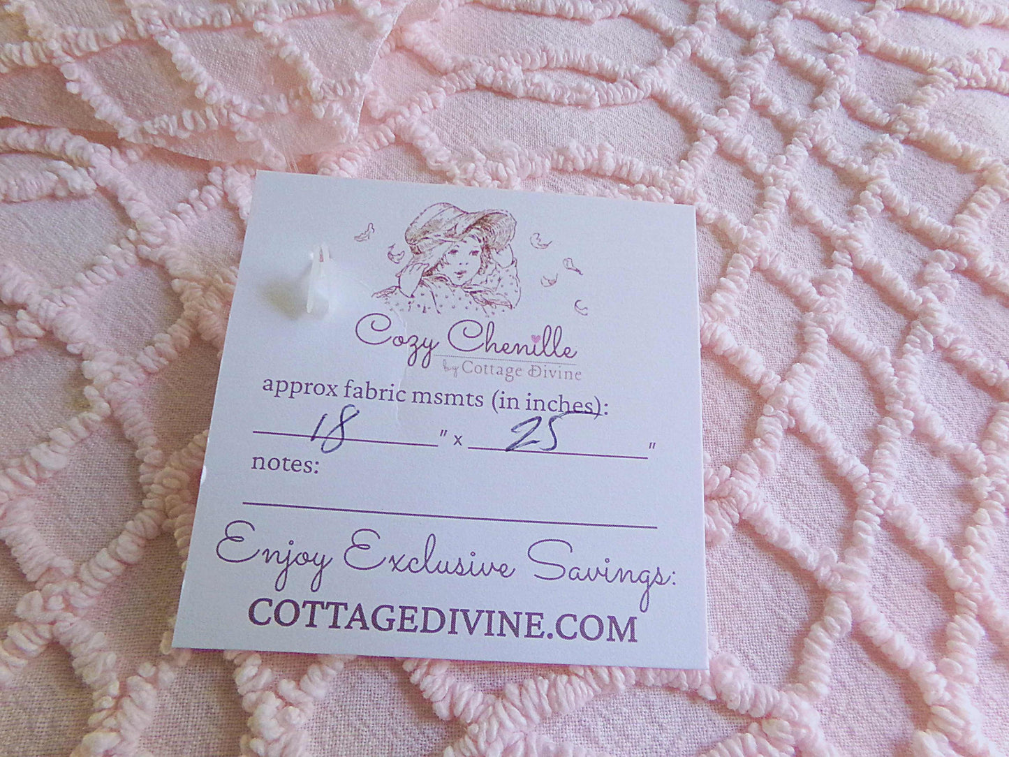 Chic Pink Eternity Links Vintage Chenille Fabric, 18x25" piece