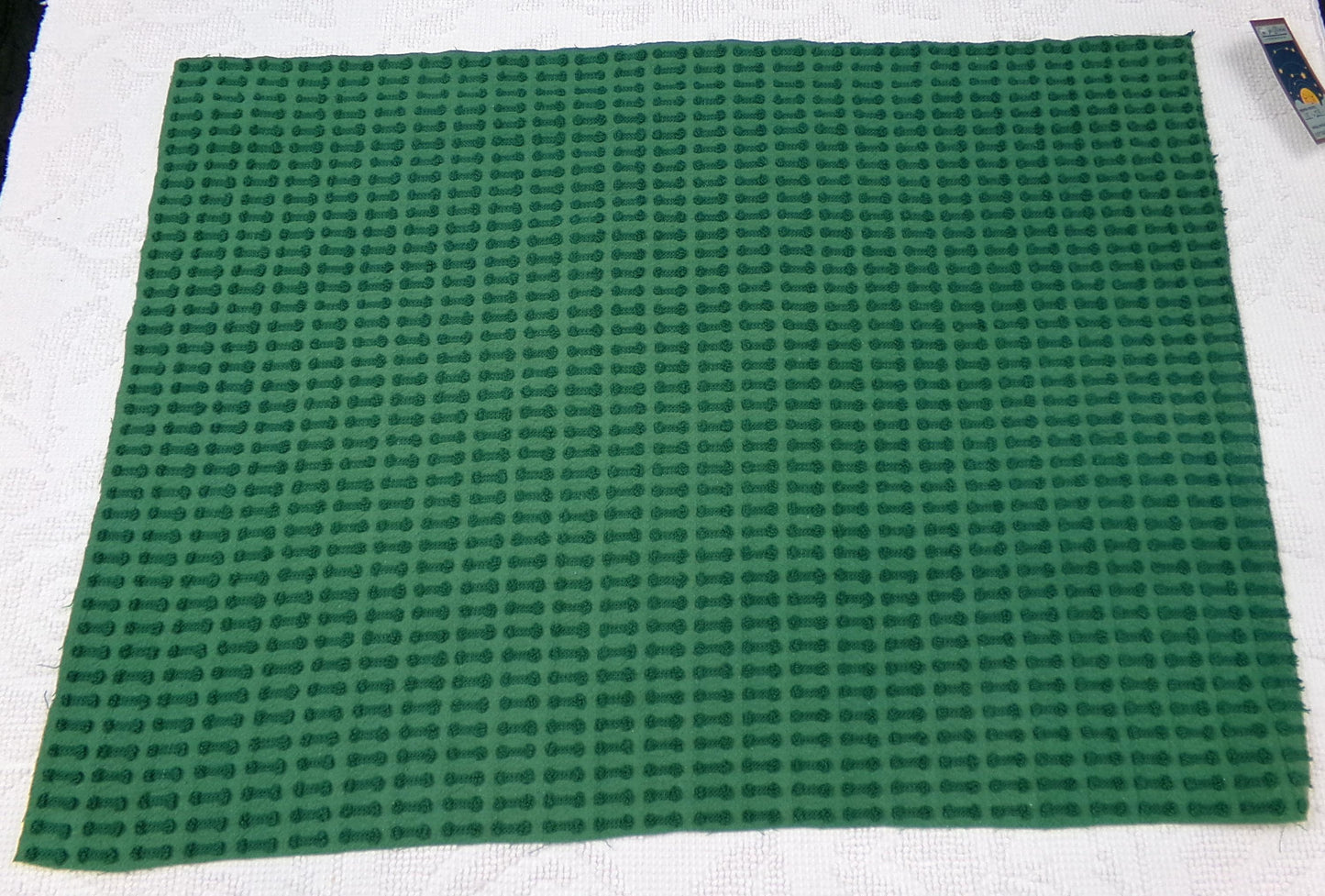 Vintage Green Chenille Fabric Textured Evergreen Cotton Quilting Crafts Upcycle Boho 18" x 24"