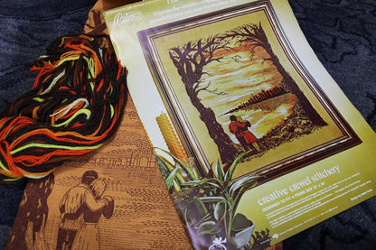 Vintage THE LOVERS Crewel Embroidery Kit Hippie Romance Paragon Stitchery 0319