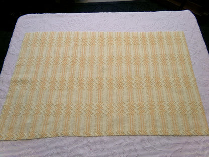 cosmic vintage chenille fabric in fantastic yellow lightning strike pattern, 16" x 27" cut fabric piece w/ needletuft zig zag zaps