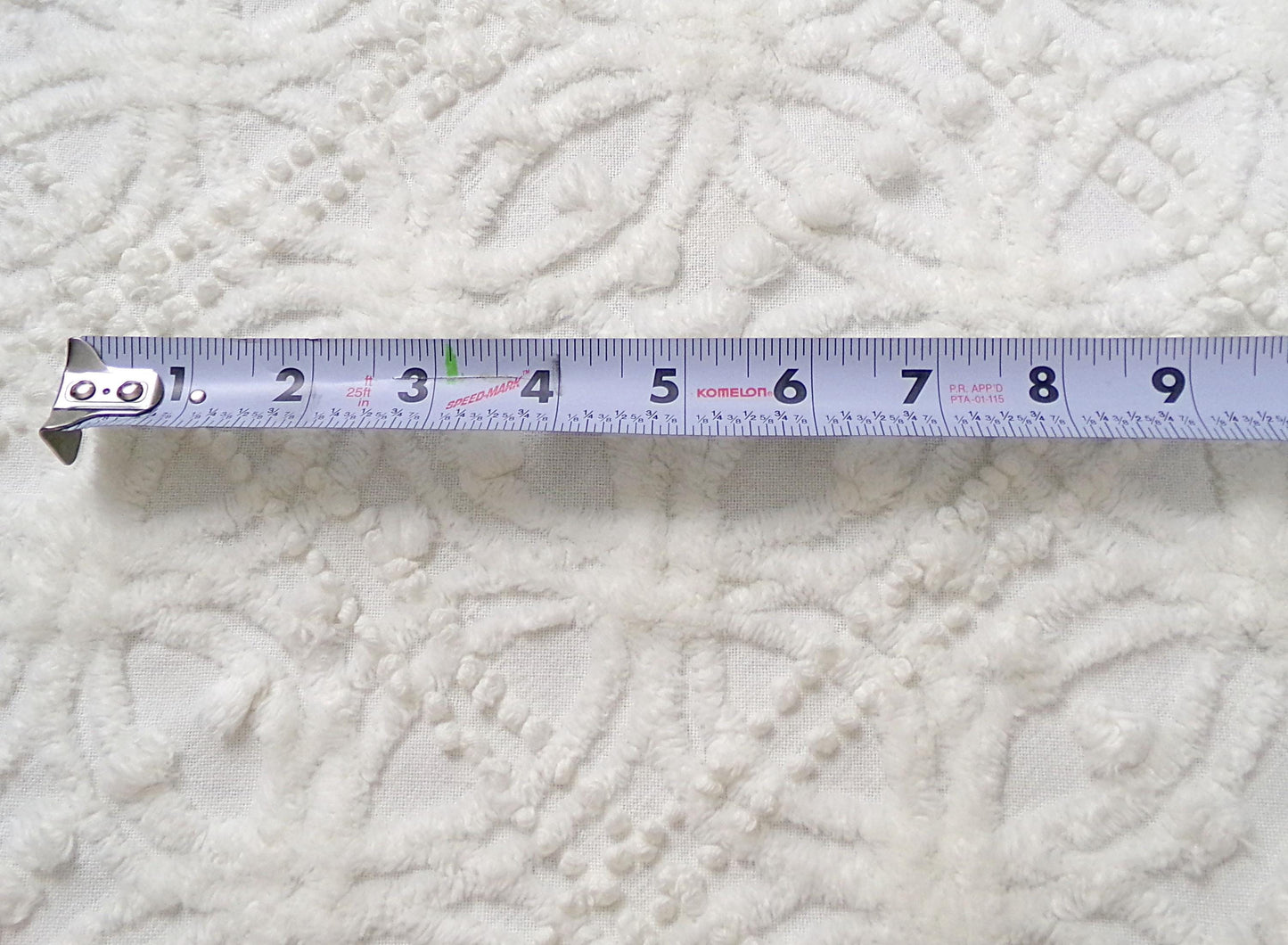 Vintage White Chenille Fabric Piece Pearl Pops 18 x 24" Quilt Craft Sewing Material
