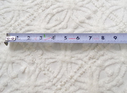 Vintage White Chenille Fabric Piece Pearl Pops 18 x 24" Quilt Craft Sewing Material